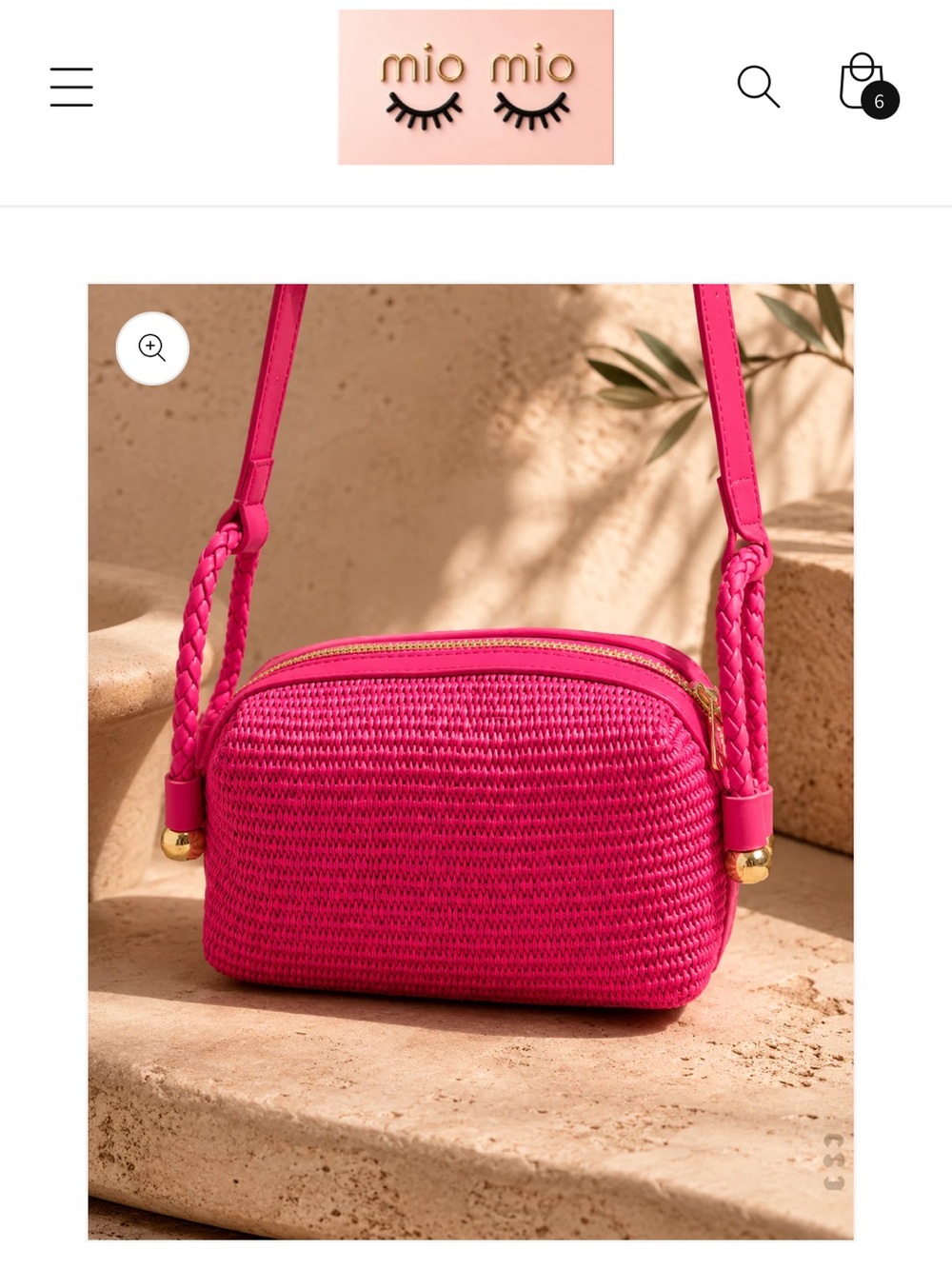 Hot Pink Straw Small Crossbody